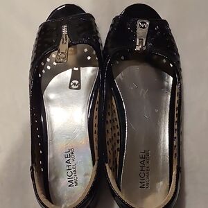 Michael Kors Black Flats with Silver Zipper